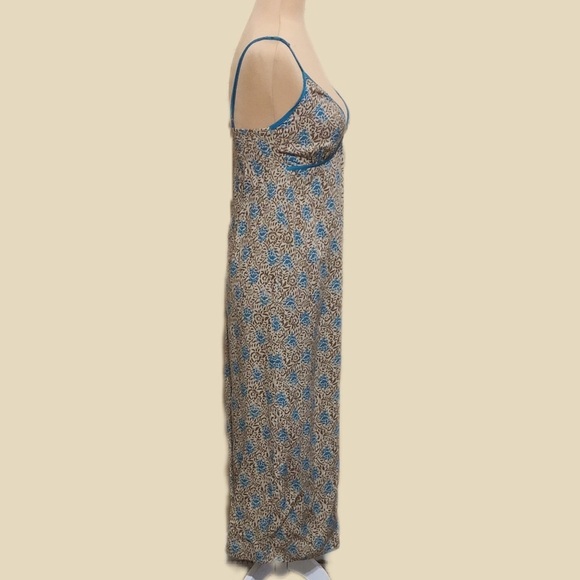 Motel V-neck Midi Slip Bohemian Batik Blue Pattern Midi Dress size XS - Picture 6 of 11